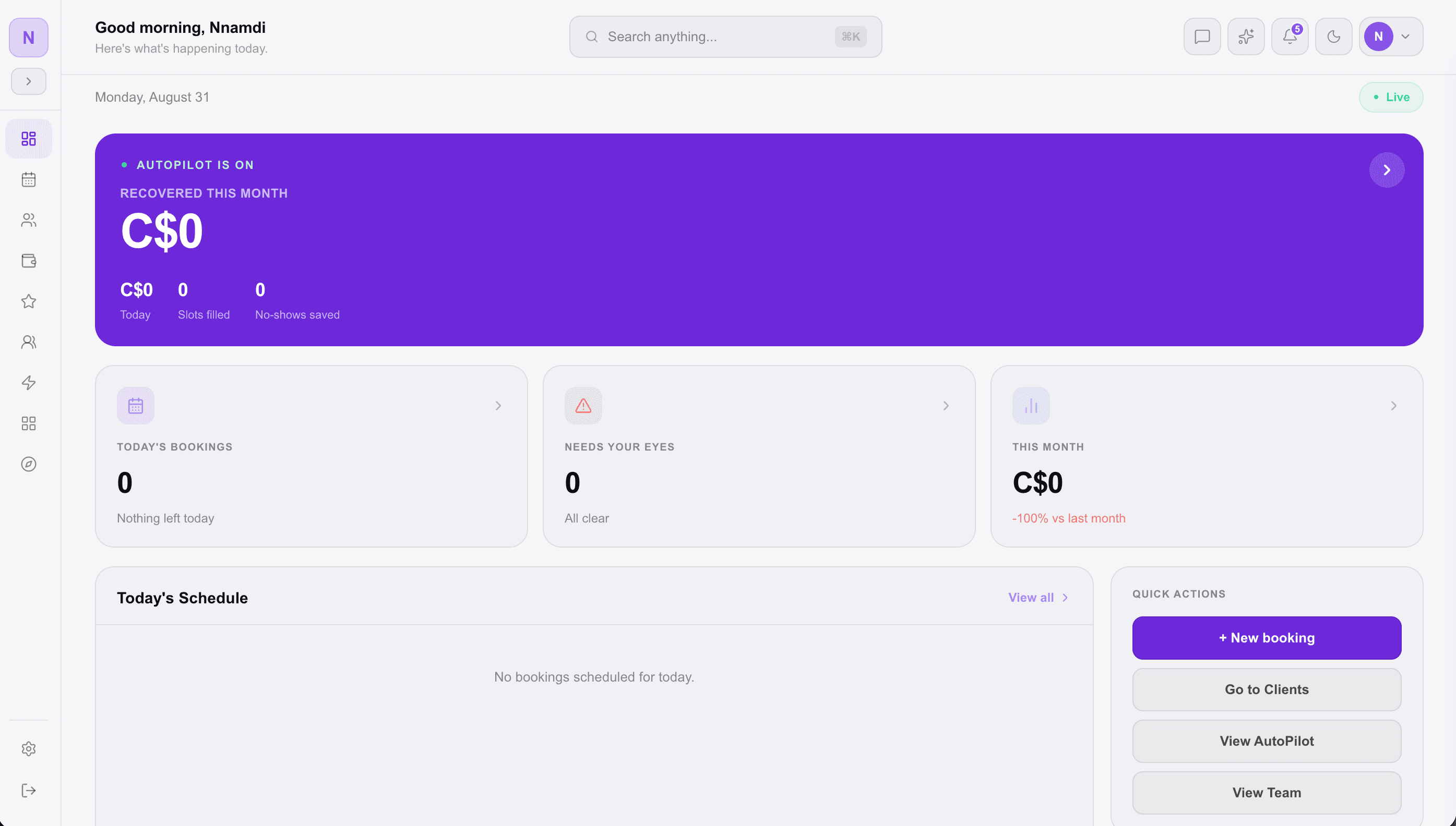 FlatPurse Flow dashboard